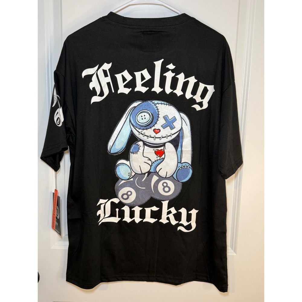 CR-24 Chrome Edge Feeling Lucky Oversized Heavy T-Shirt Black Mens Medium NWT